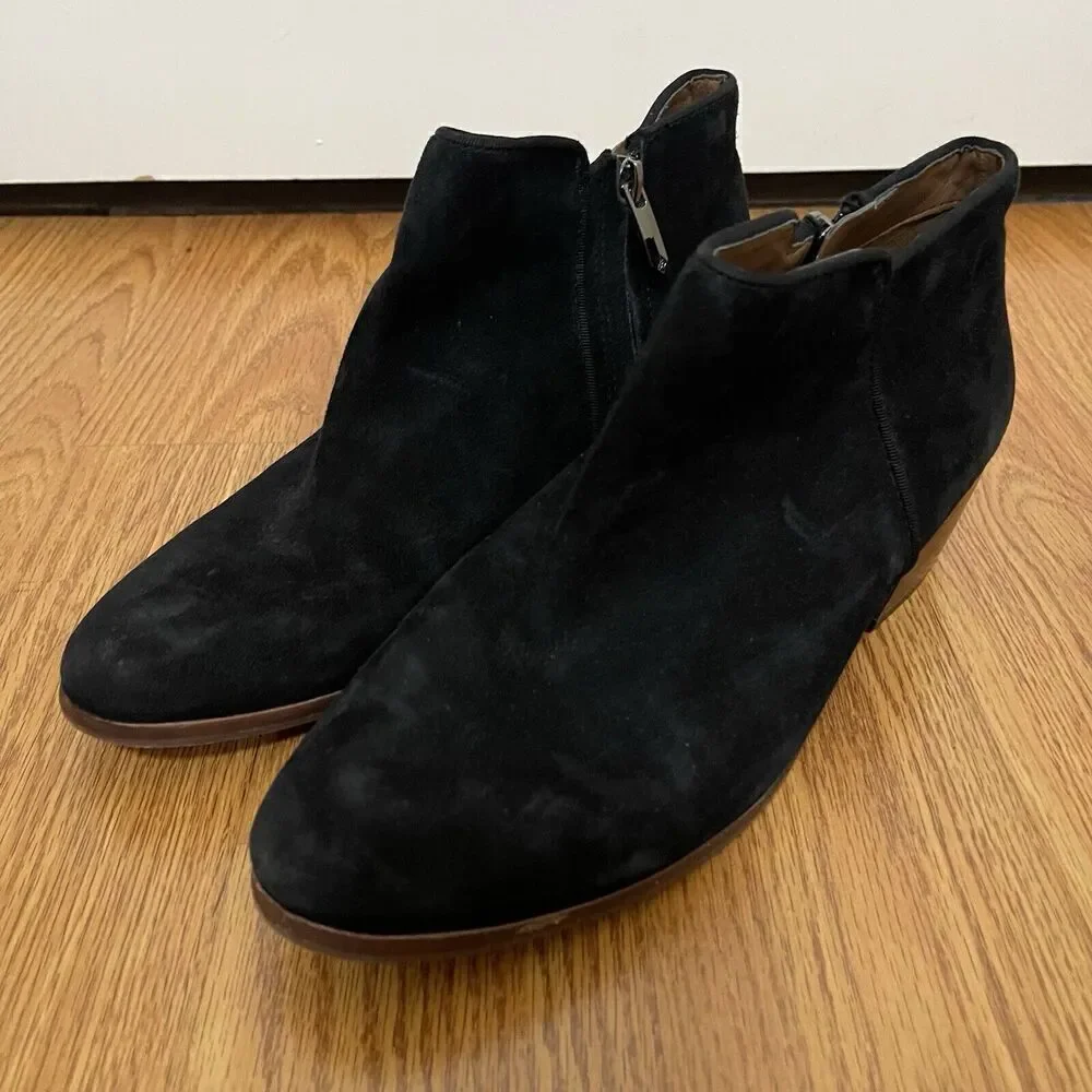 Sam Edelman black suede leather ankle zip boots size US 8